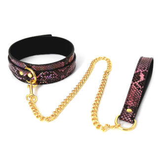 Collar Gold/Pink Reptile with Leash koop je bij Speelgoed voor Volwassenen