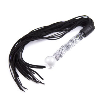 Fancy Black Flogger with Glass Handle koop je bij Speelgoed voor Volwassenen