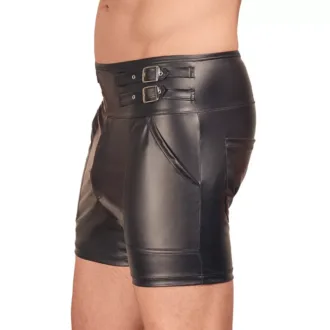 Zwarte Wetlook Short met Extra Hoge Tailleband - Afbeelding 2