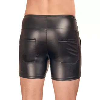 Zwarte Wetlook Short met Extra Hoge Tailleband - Afbeelding 3