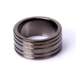 Black Steel Cockring Ribbed - 40 mm van Kiotos Steel, GTIN: 8718969400954