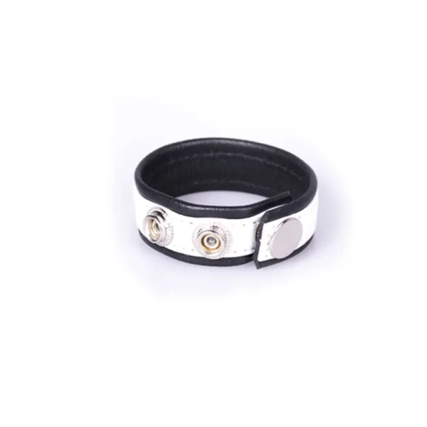 Rainbow Leather Cock Strap - Black & White van Kiotos Leather, GTIN: 8718969406451