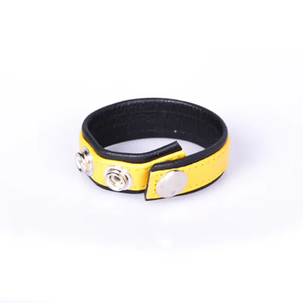 Rainbow Leather Cock Strap - Black & Yellow van Kiotos Leather, GTIN: 8718969406420