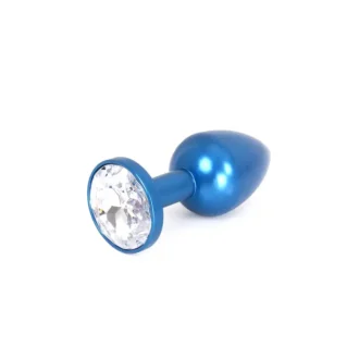 Aluminium Buttplug Blue with Clear Gem van Kiotos Steel, GTIN: 8720246441376