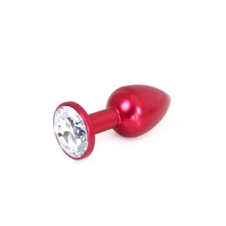 Aluminium Buttplug Red with Clear Gem van Kiotos Steel, GTIN: 8720246441390