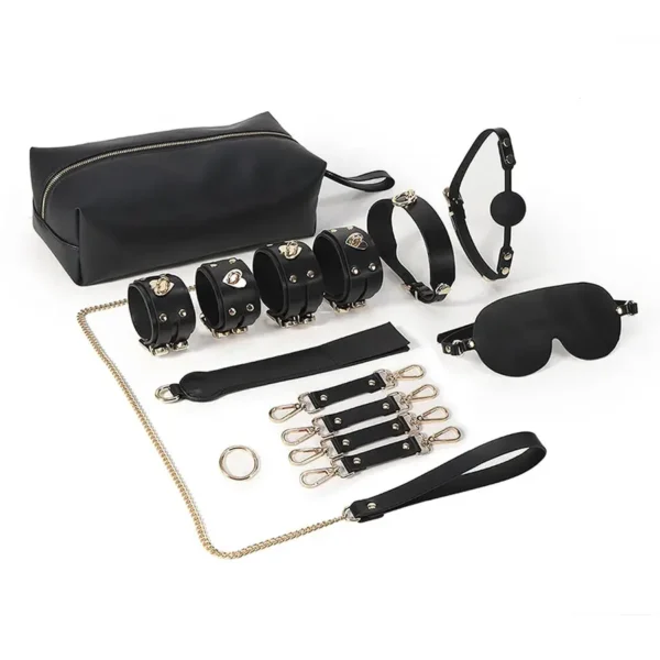 BDSM Luxury 9 Item Kit - Black van Kiotos Leather, GTIN: