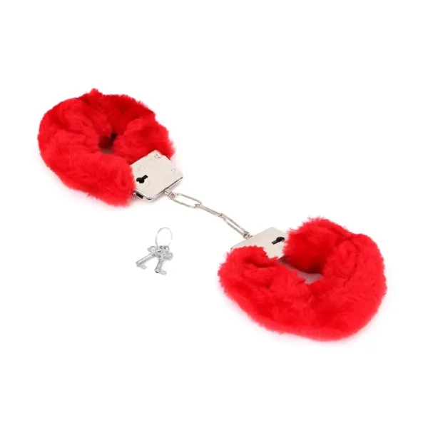 Budget Thin-Metal Red Plush Handcuffs van Kiotos Steel, GTIN: 8720246442380