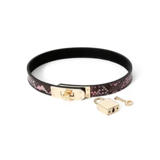 Collar/Bracelet One-size Narrow Gold/Pink Reptile van Kiotos Leather, GTIN: 8720246446470