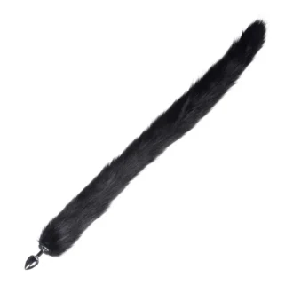 Extra Long Midnight Mink Tail Metal Anal Plug - Afbeelding 2