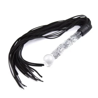 Fancy Black Flogger with Glass Handle van Kiotos Leather, GTIN: 8720246445183