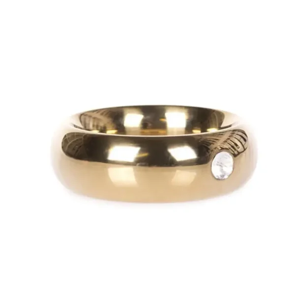 Gold Donut Cockring with Jewel - Thick - 55 mm van Kiotos Steel, GTIN: 8718969407519