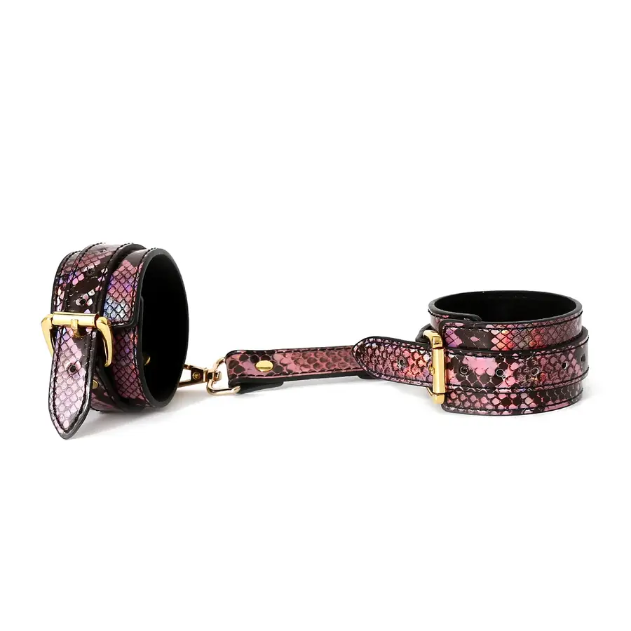 Hand Cuffs Gold/Pink Reptile van Kiotos Leather, GTIN: 8720246446500