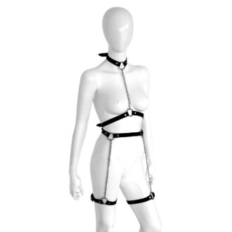 Leather Chain Harness with Leg Straps koop je bij Speelgoed voor Volwassenen