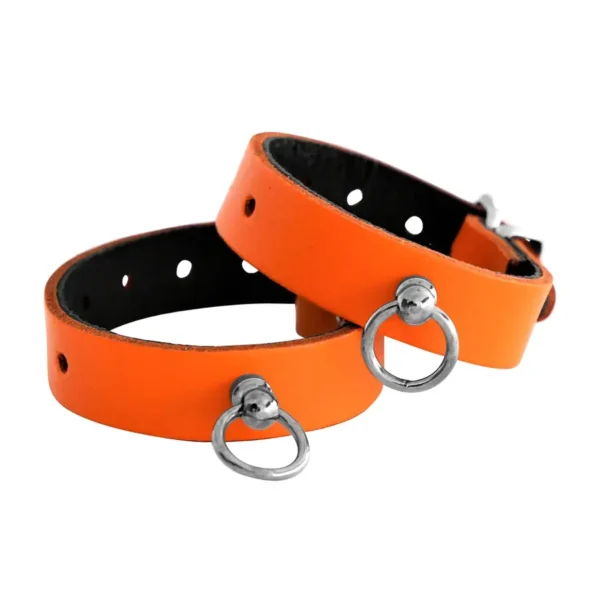 Leather Handcuffs Mini O-Ring Orange van Kiotos Leather, GTIN: 8720246449037