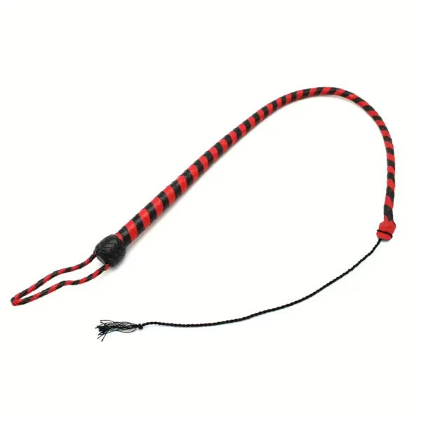 Leather Whip Black & Red 90 cm van Kiotos Leather, GTIN: 8720246449242