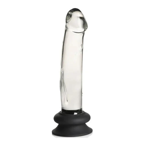 Pleasure Crystals 7.6" Glass Dildo Silicone Base van Curve Toys, GTIN: 653078943948