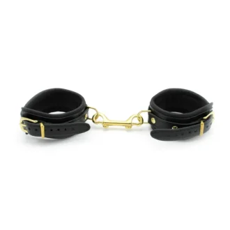 Shiny Black Leather Anklecuffs van Kiotos Leather, GTIN: 8720246447828