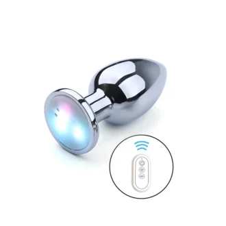 Vibrating Aluminum LED Buttplug Medium van Kiotos Steel, GTIN: 8720246448818