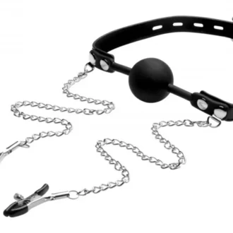 Silicone Ball Gag with Nipple Clamps - Afbeelding 2