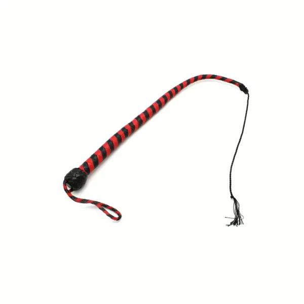 Leather Whip Black & Red 60 cm van Kiotos Leather, GTIN: 8720246449235