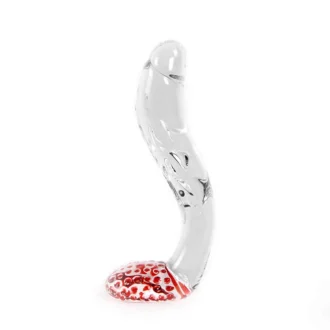 Glass Dildo Clear Swan Curve & Red Dots van Kiotos Glass, GTIN: 8719497533848