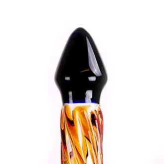 Glas Dildo Black & Yellow Rocket van Kiotos Glass, GTIN: 8719497533862