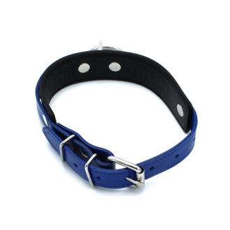 Zwart-Blauwe Leren Halsband met Grote O-Ring - Afbeelding 4