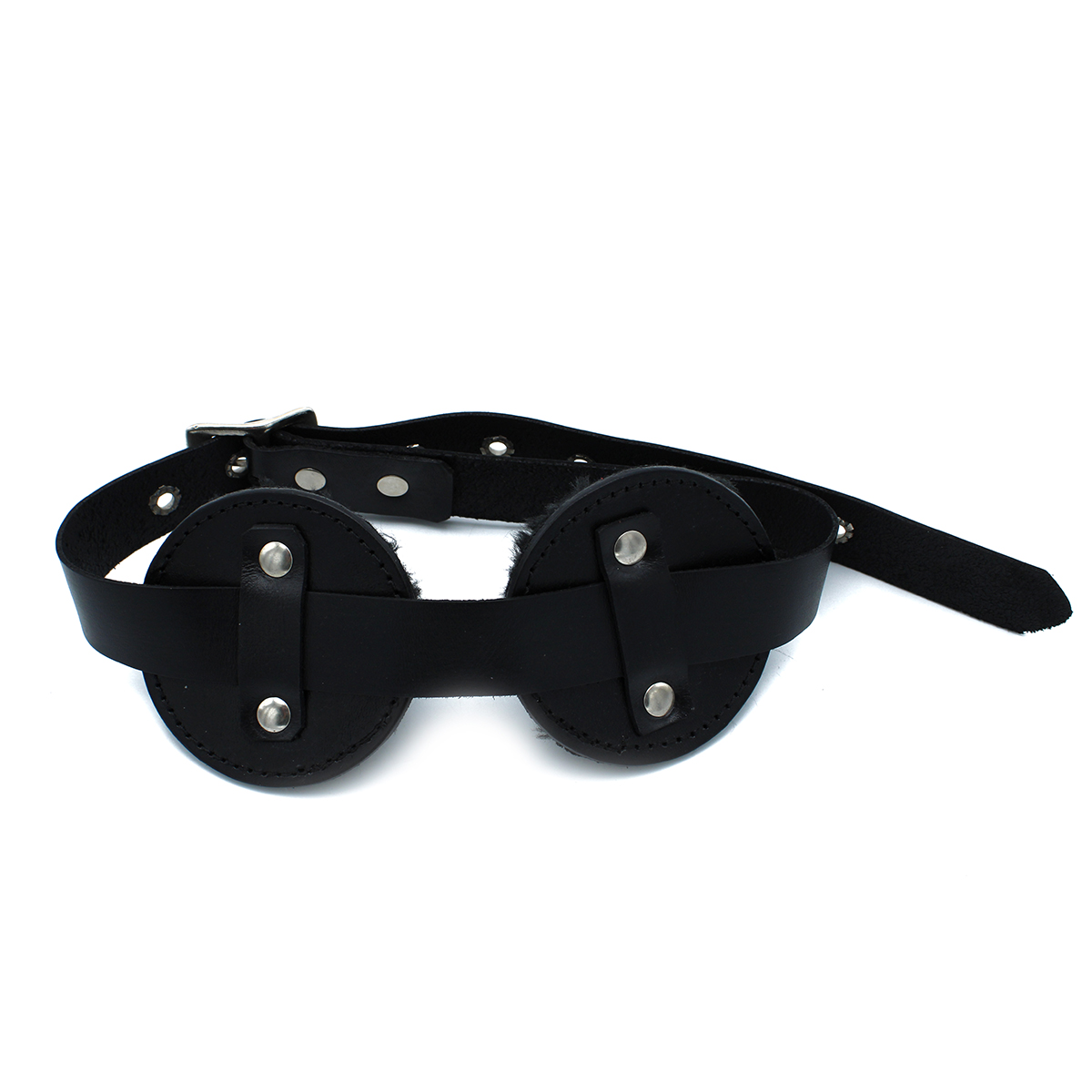 Zwarte Leren Blinddoek met Verstelbare Ooglapjes van Kiotos Leather, GTIN: 8721284280538