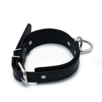 Zwarte Leren Halsband met Grote O-Ring - Afbeelding 3