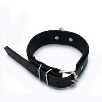 Zwarte Leren Halsband met Grote O-Ring - Afbeelding 4