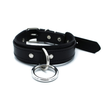 Zwarte Leren Halsband met Grote O-Ring - Afbeelding 7