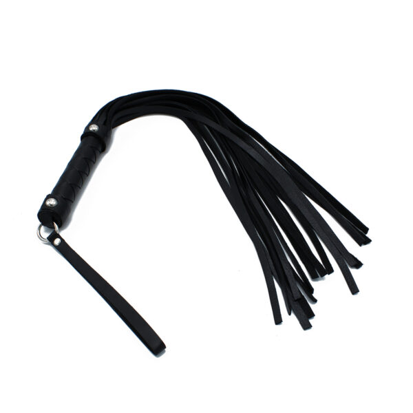 Zwarte Leren Flogger met Gevlochten Handvat van Kiotos Leather, GTIN: 8721284280484