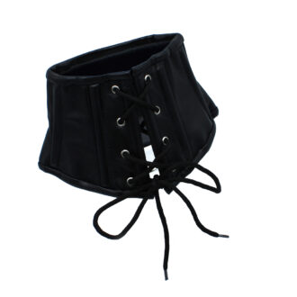 Zwarte Leren Halsband met Vetersluiting Corsetstijl - Afbeelding 8