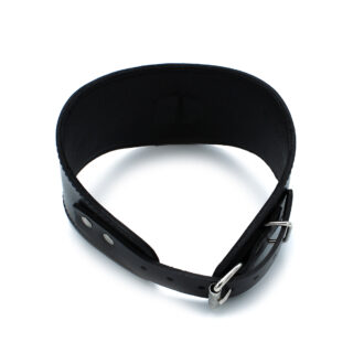 Gecontourde Zwarte Leren Halsband met D-Ring - Afbeelding 5