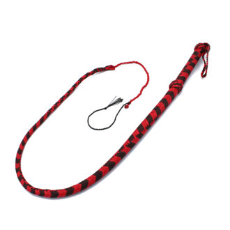 Nylon Bullwhip Zwart & Rood 120 cm - Afbeelding 3