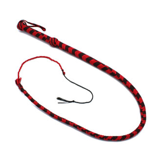 Nylon Bullwhip Zwart & Rood 120 cm van Kiotos BDSM, GTIN: 8720246449907